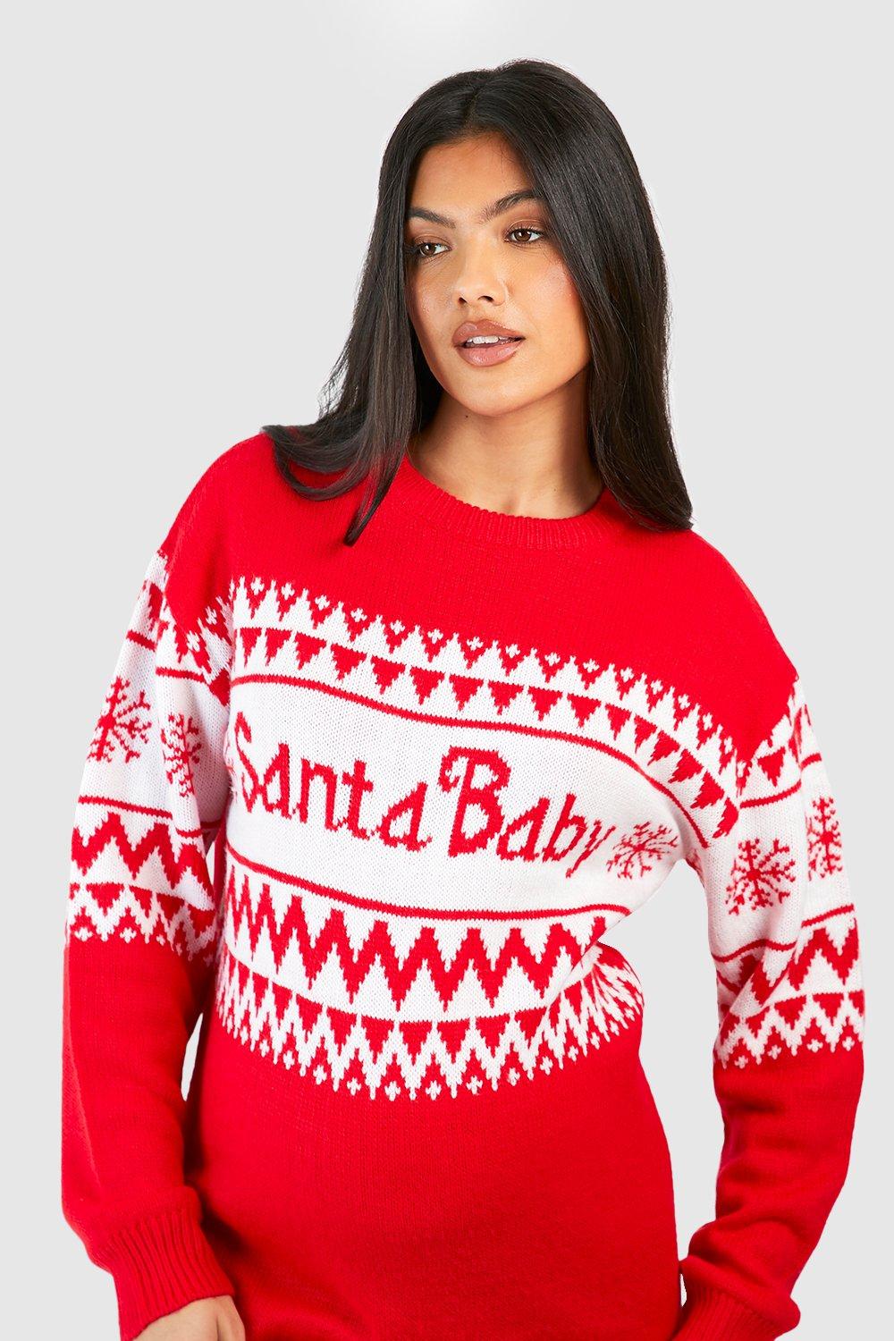 Maternity Santa Baby Christmas Jumper Dress boohoo