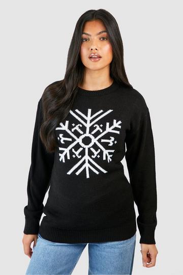 Maternity Snowflake Christmas Sweater black