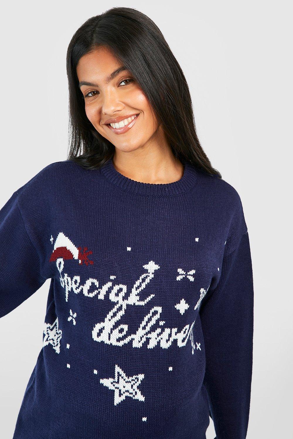 Navy blue hot sale christmas sweater