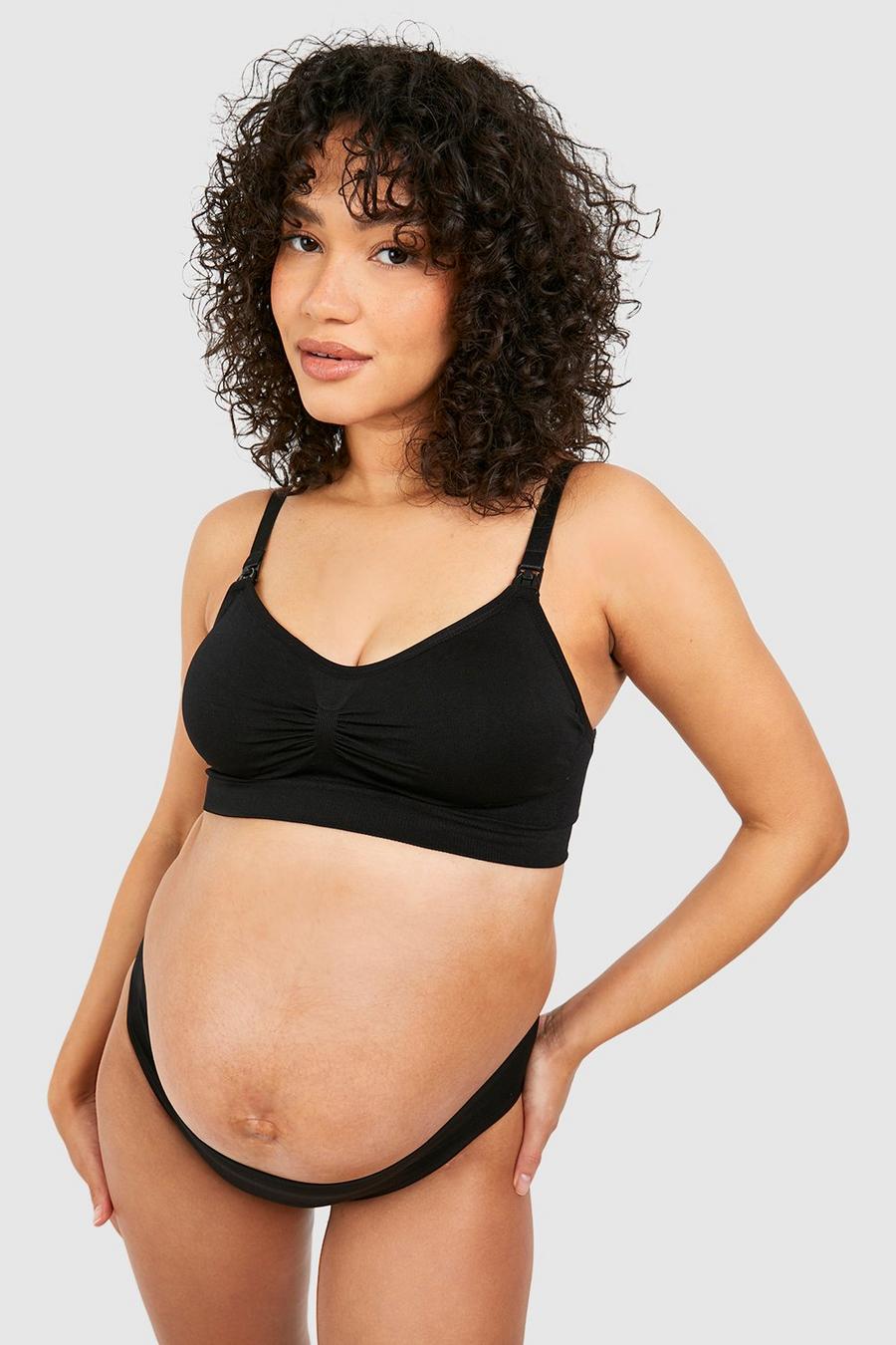 Black Maternity Seamless Nursing Bra image number 1