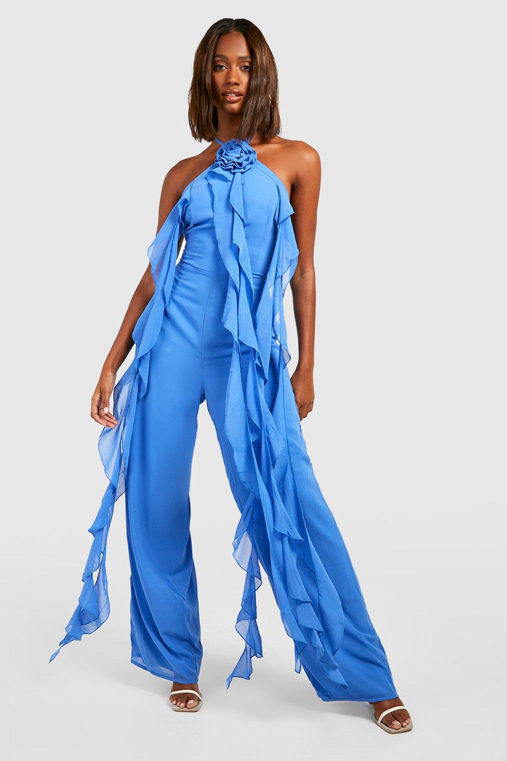 Blue store ruffle jumpsuit