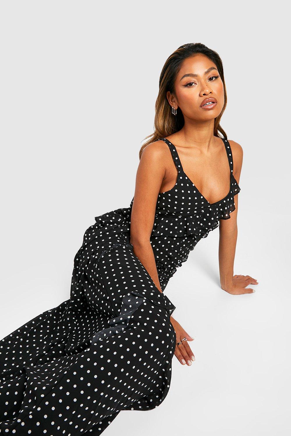 White and black on sale polka dot maxi dress