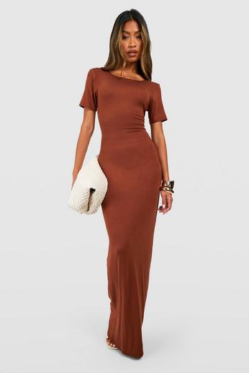 Cap Sleeve Maxi Dress chocolate