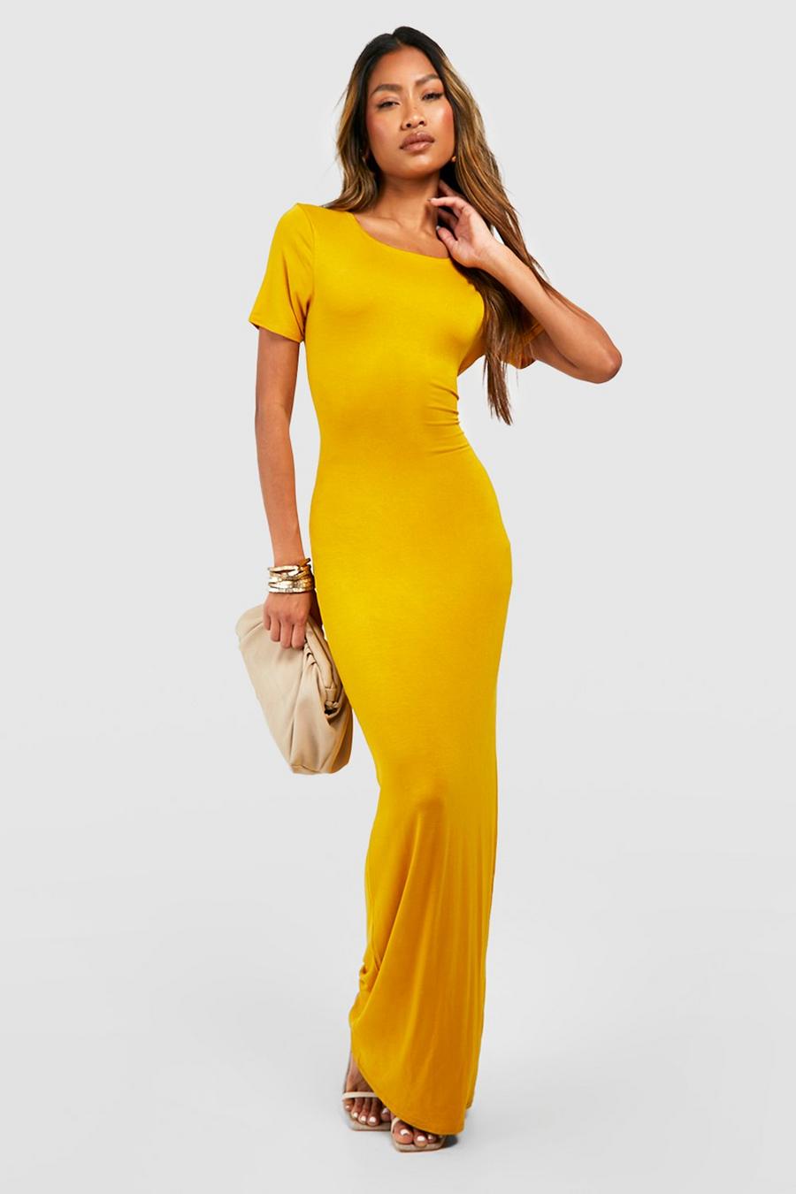Mustard Cap Sleeve Maxi Dress