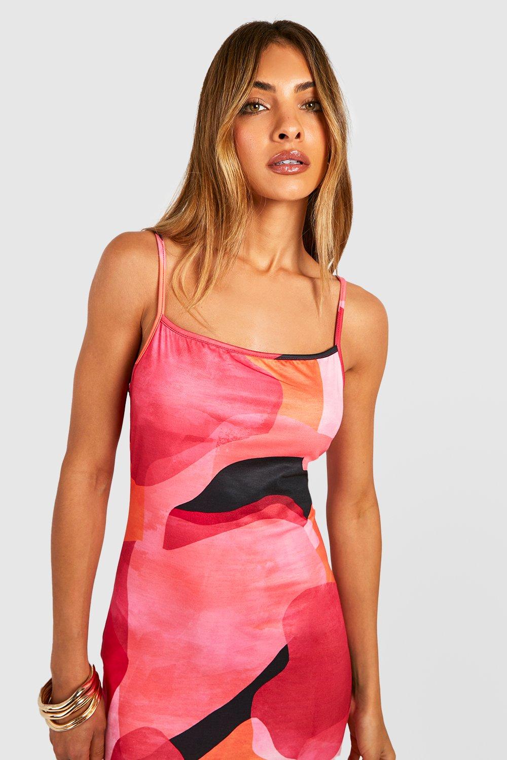 Abstract Strappy Maxi Dress | boohoo