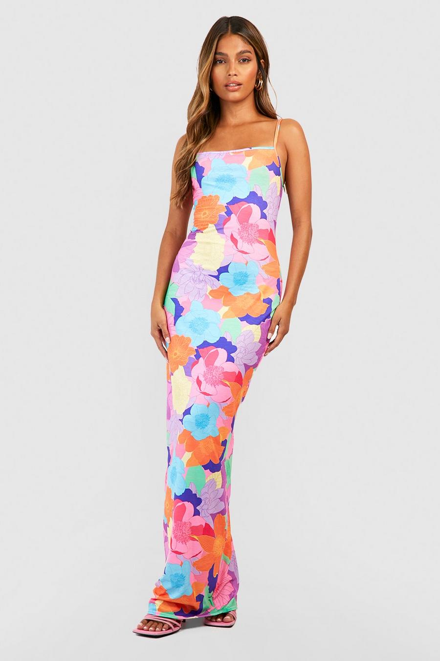Multi Floral Strappy Maxi Dress image number 1
