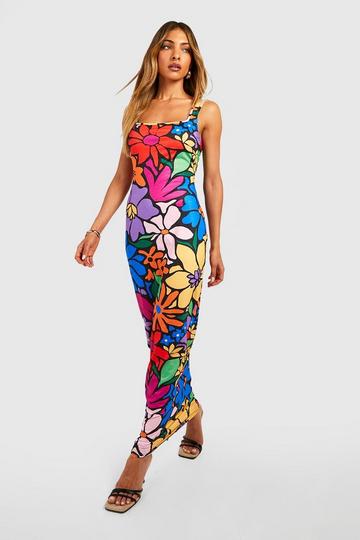 Floral Square Neck Maxi Dress multi