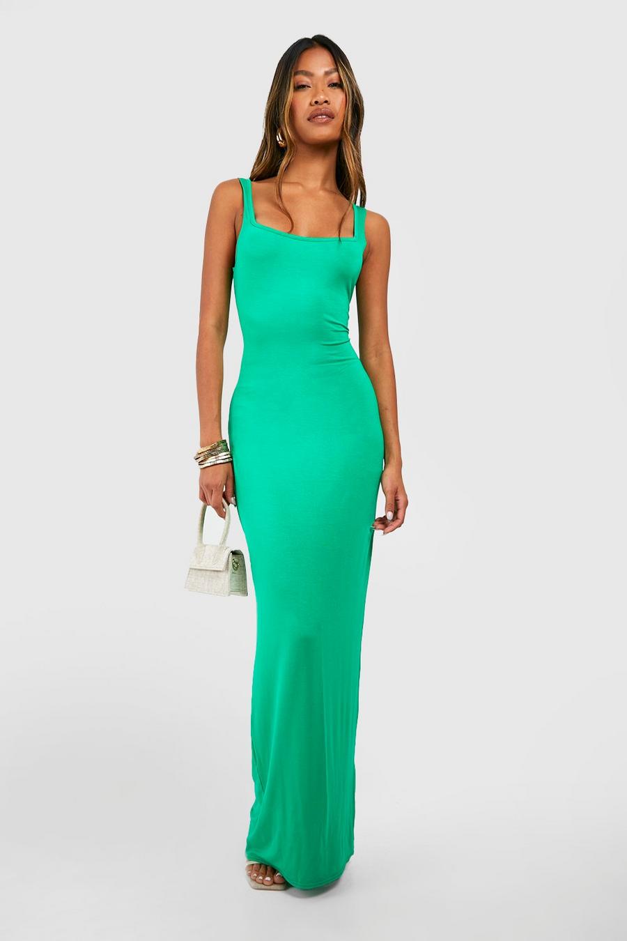 Green Square Neck Maxi Dress image number 1