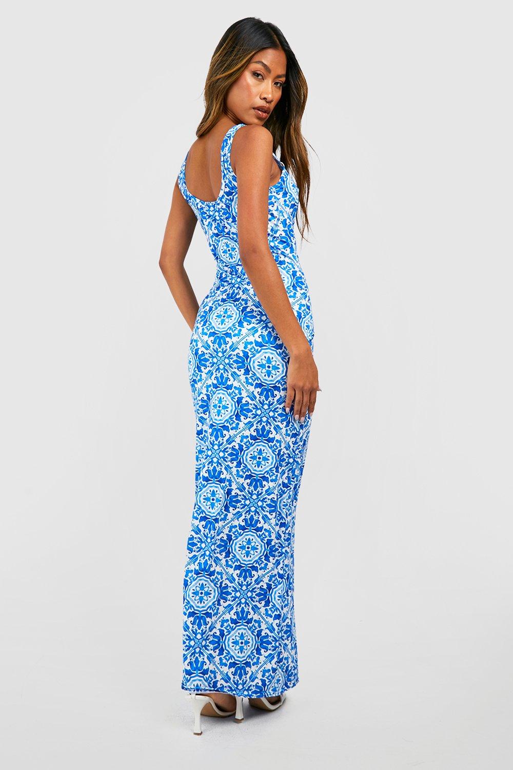 Tile print maxi dress sale