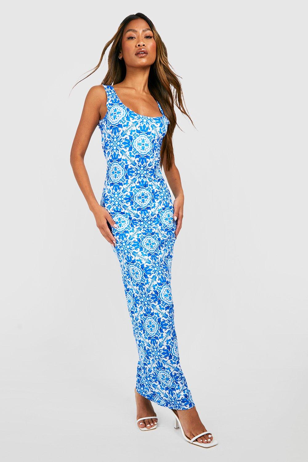 Tile print sales maxi dress