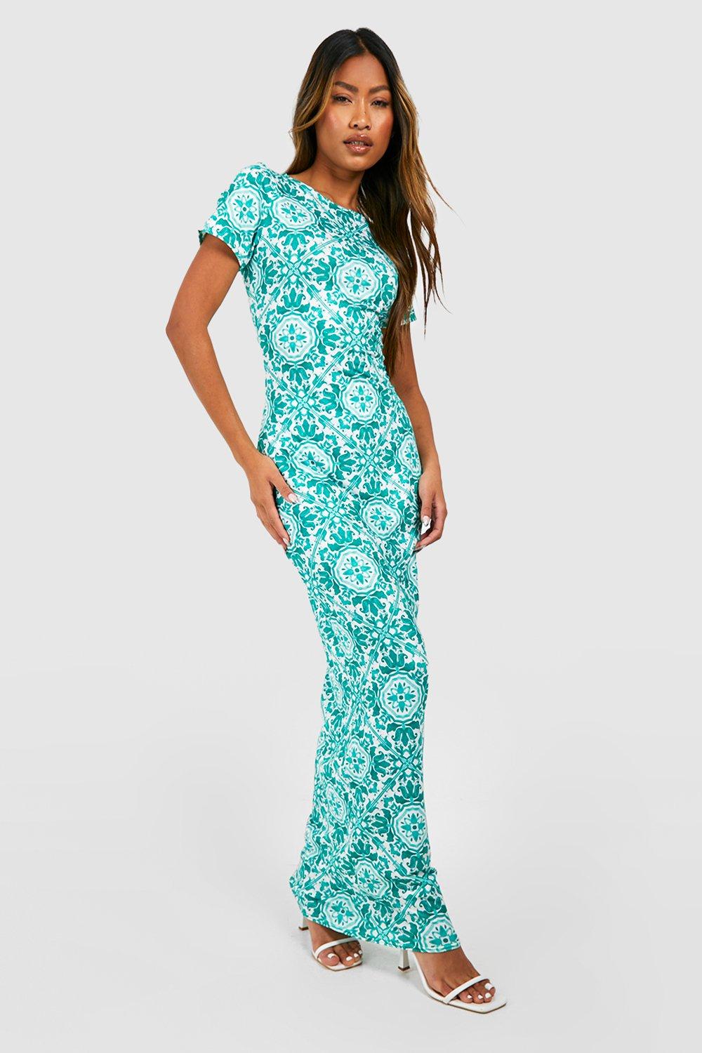 Green short sleeve best sale maxi dress