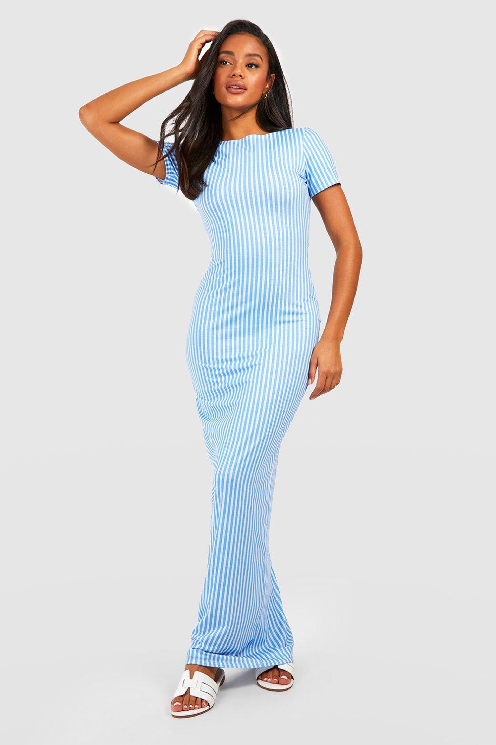 Striped maxi shop dress with sleeves