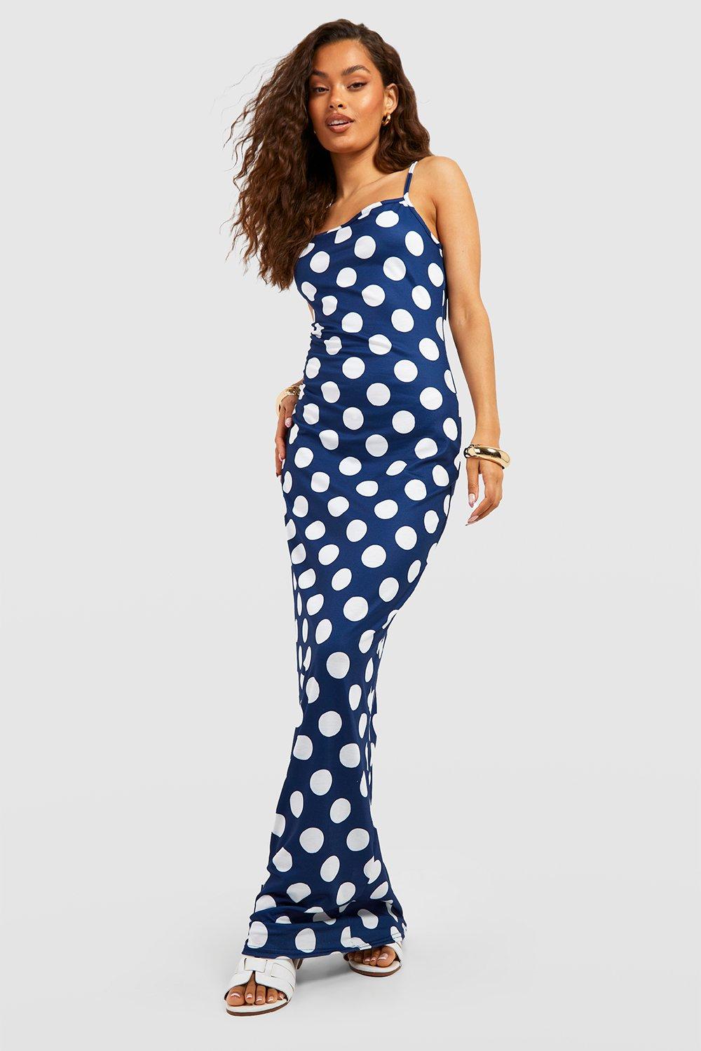 M&S X GHOST Maxi Wrap Dress Blue White Polka Dot Party Size 6 NWT