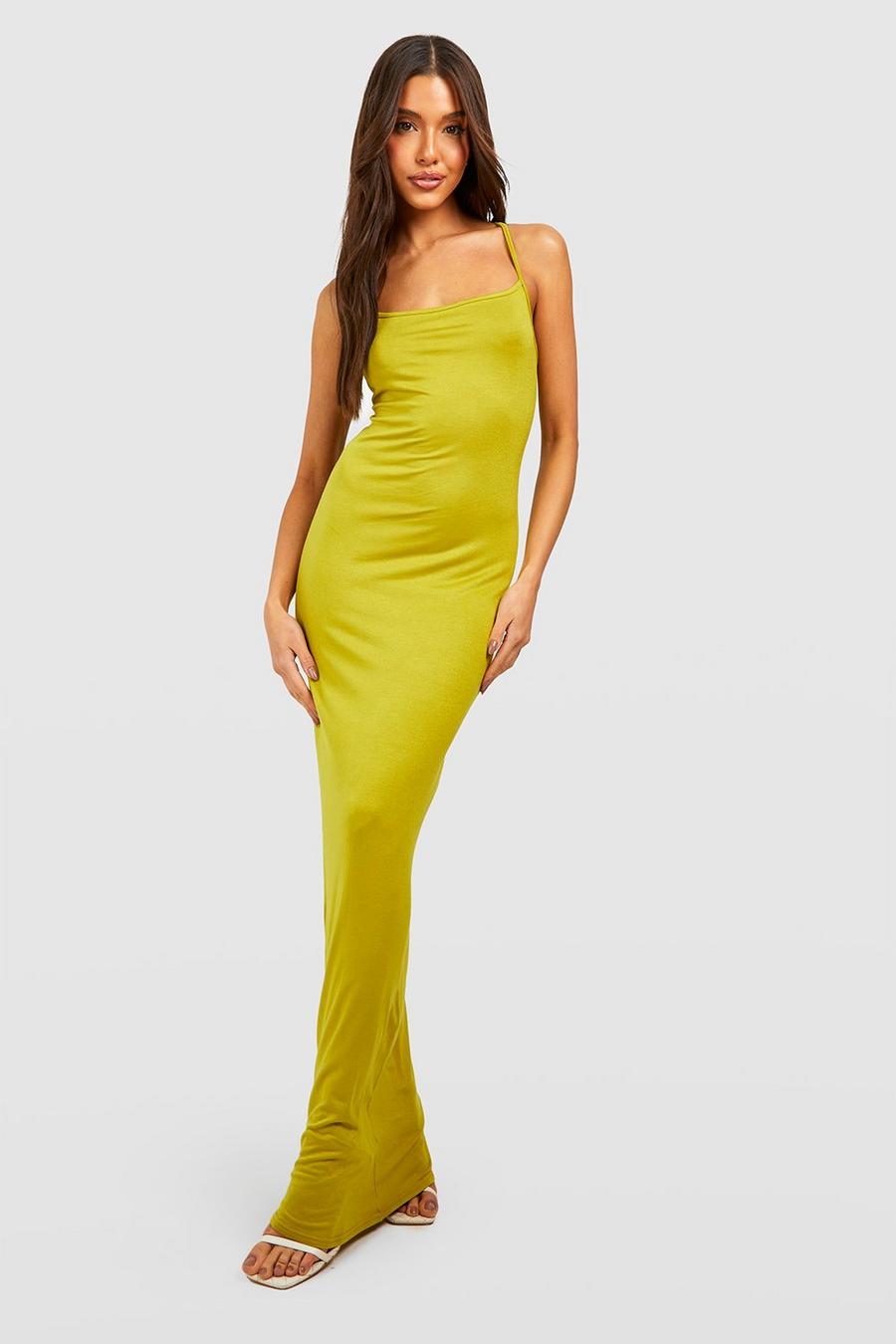 Lime Strappy Basic Maxi Dress image number 1
