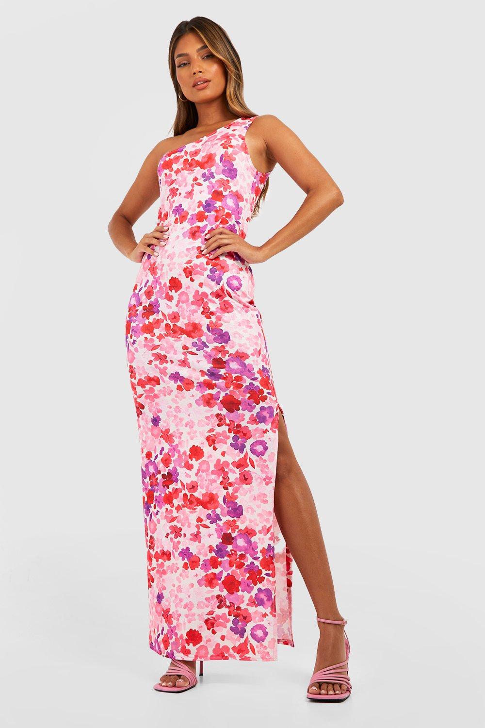 One shoulder clearance floral maxi dress