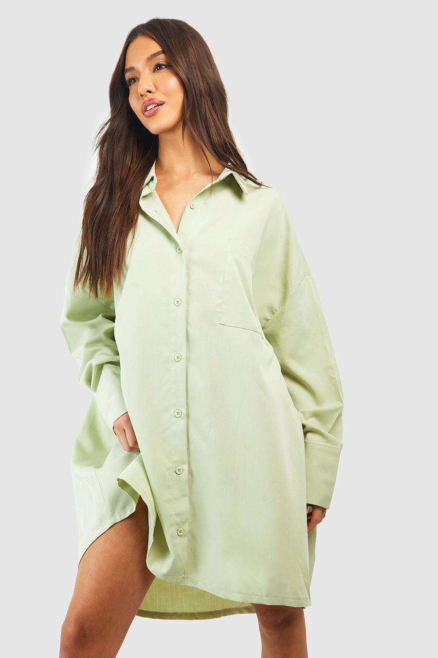 Hemdkleid mit Tasche vorne, Green image number 1