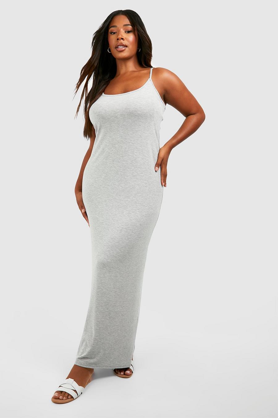 Grey marl Plus Strappy Scoop Neck Maxi Dress image number 1