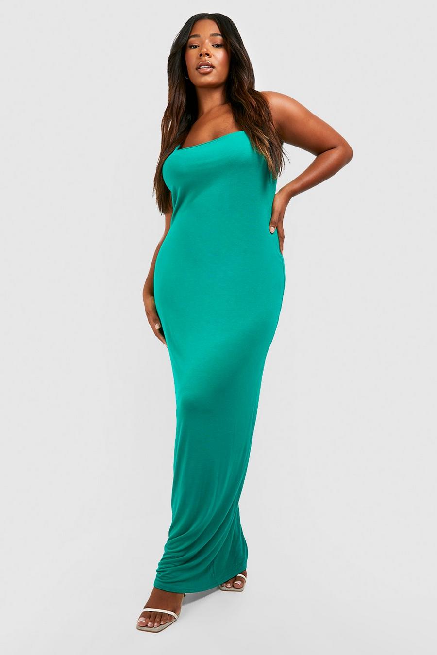 Green Plus Sqaure Neck Maxi Dress image number 1