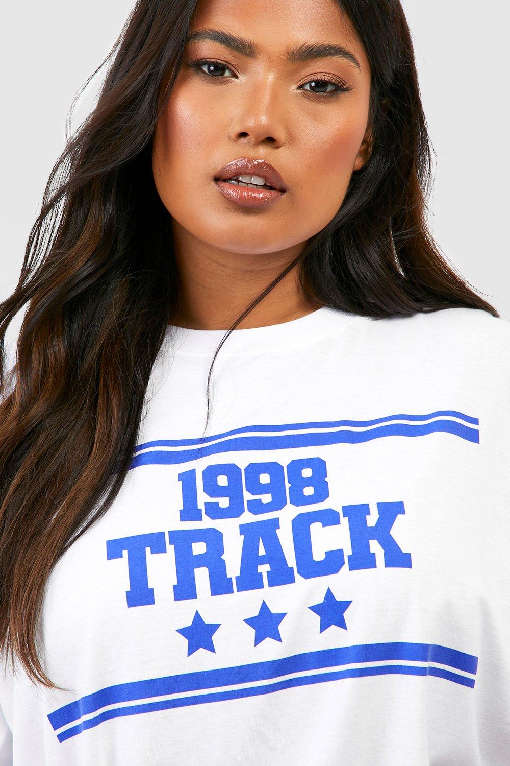 Plus Oversized Track Graphic T-Shirt | boohoo