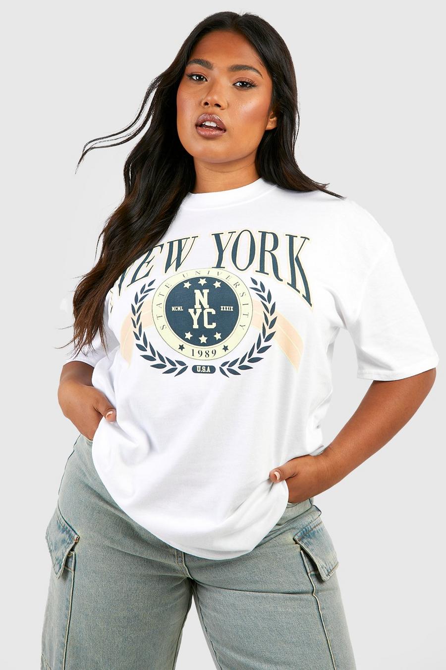 Camiseta Plus con estampado de New York, White blanco