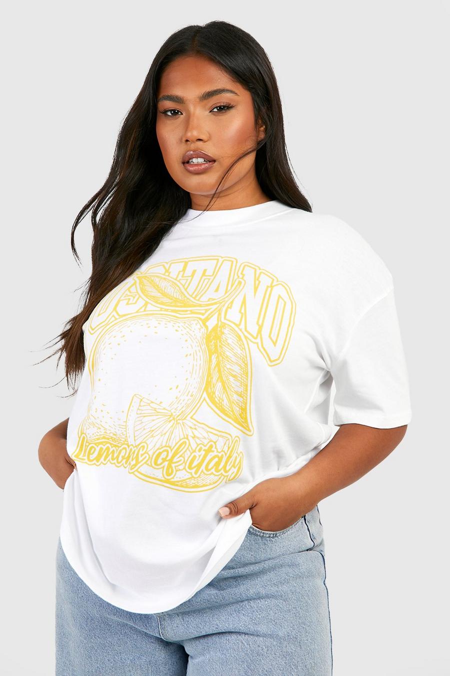 White Plus Lemon Graphic T-shirt  