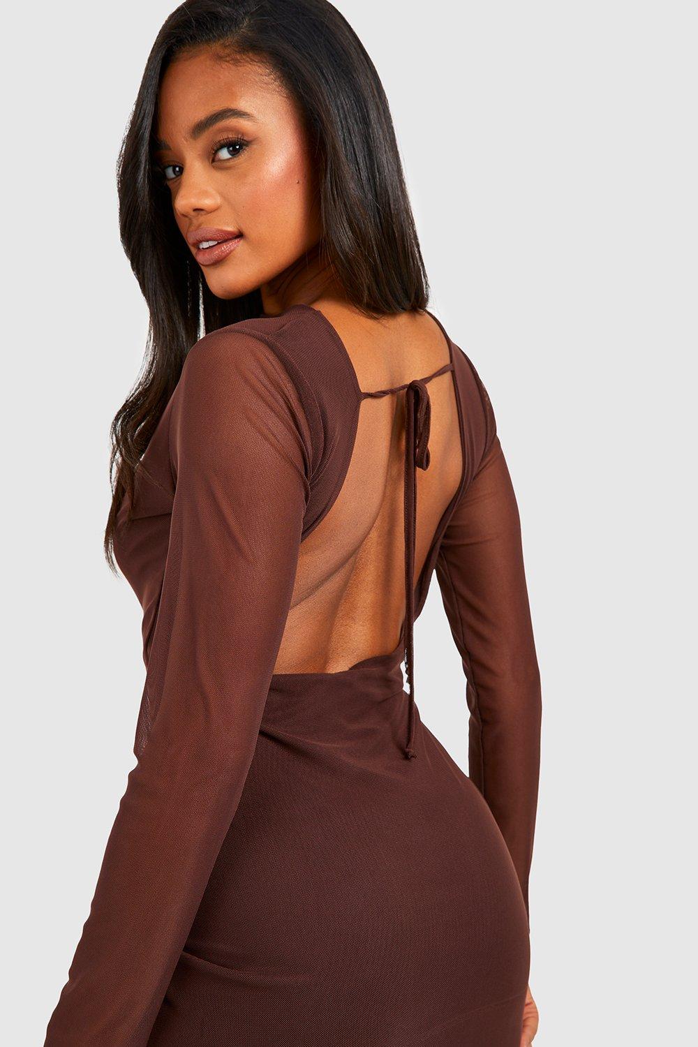 Mesh Low Back Mini Dress boohoo NZ