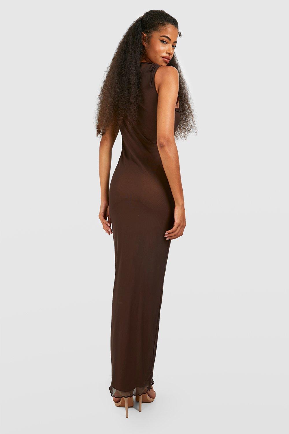 Mesh Overlay Maxi Dress boohoo