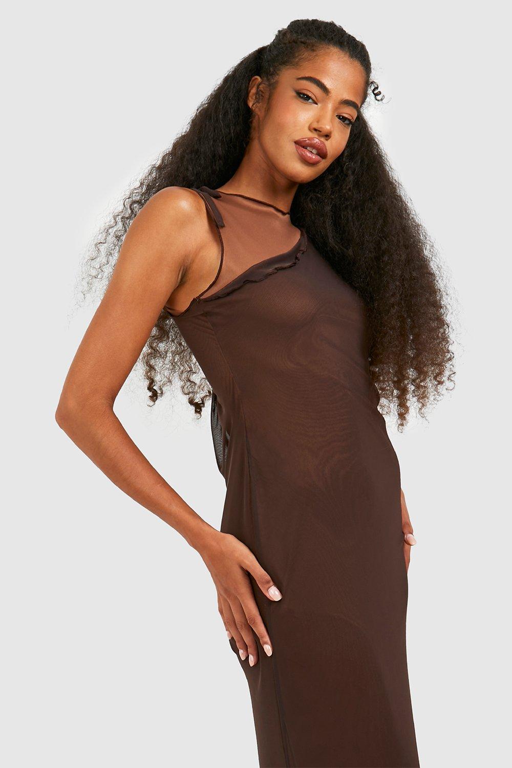 Mesh Overlay Maxi Dress boohoo