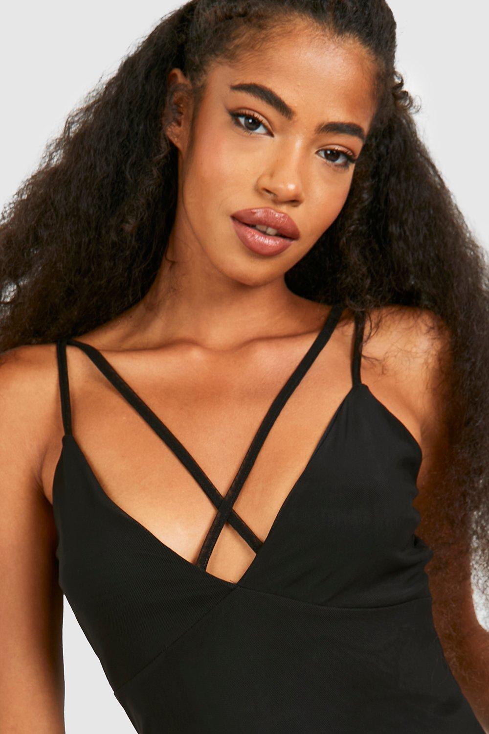 Strappy Mesh Mini Dress boohoo