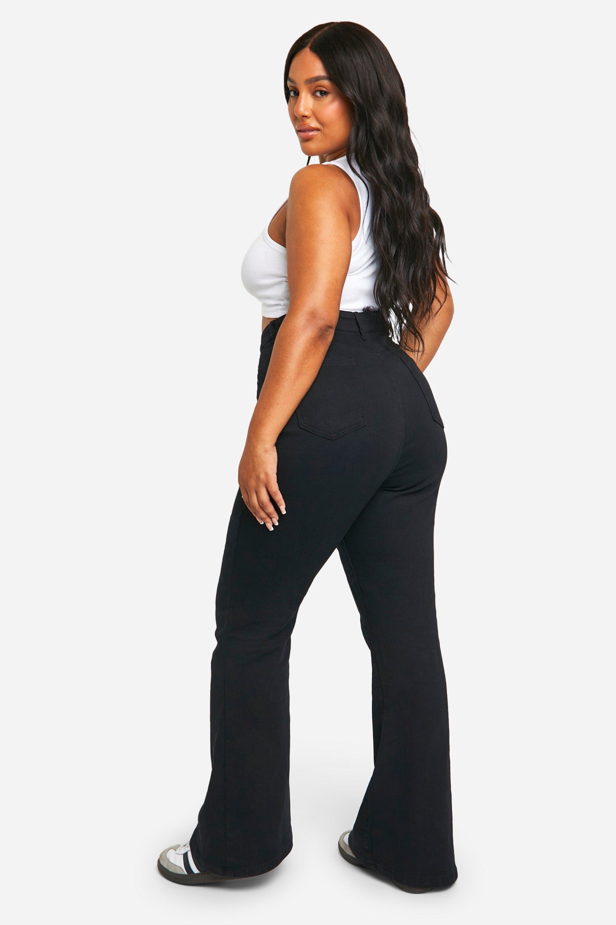 Plus Black Flare Denim Jeans, Plus Size