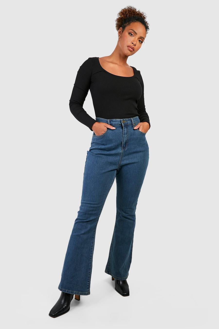 Vintage blue Plus Jeans med utsvängda ben image number 1