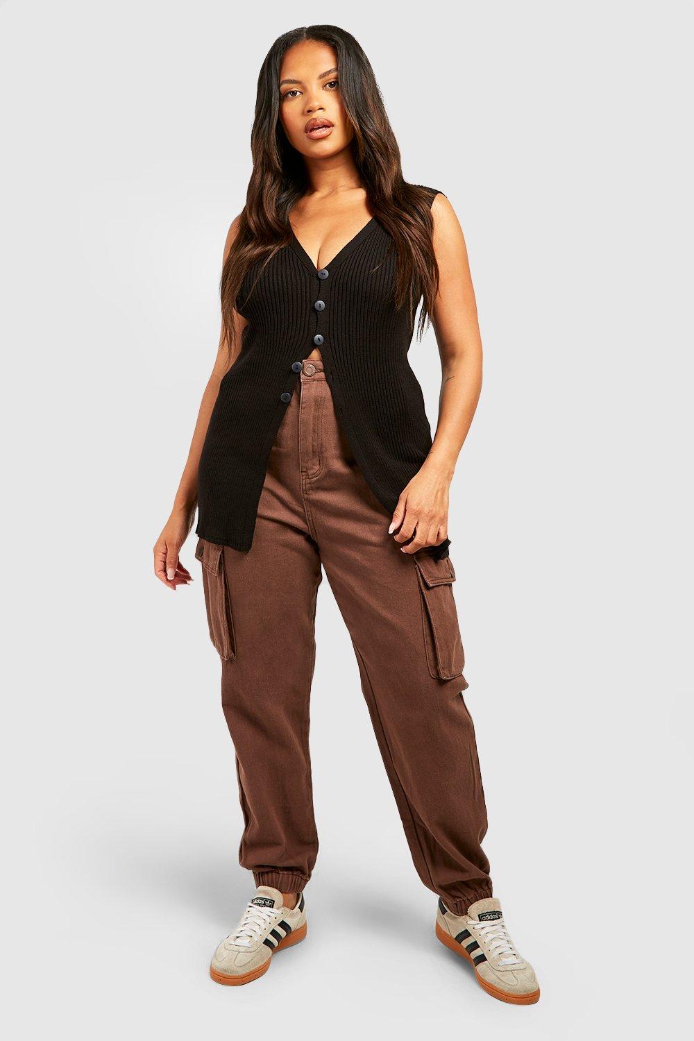 Influence Plus joggers co-ord in chocolate brown