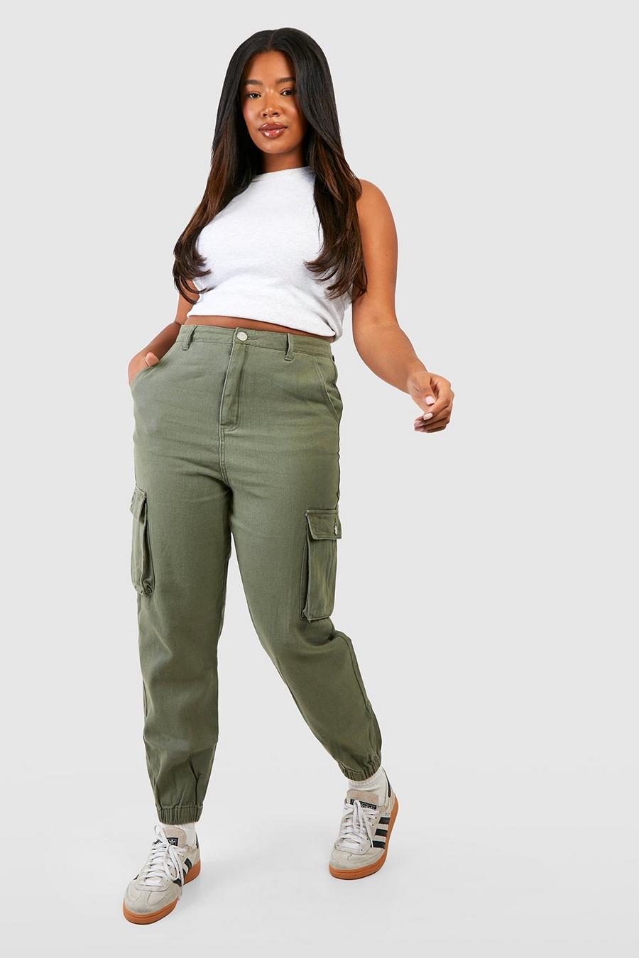 Grande taille - Jegging cargo taille haute, Khaki image number 1