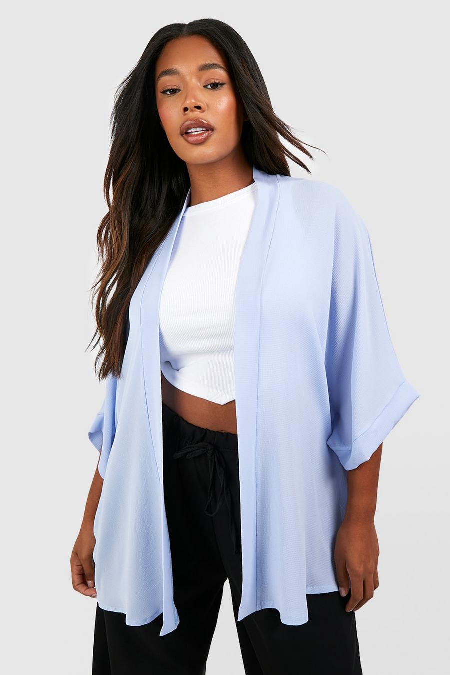 Kimono Plus Size in tessuto, Bright blue azzurro