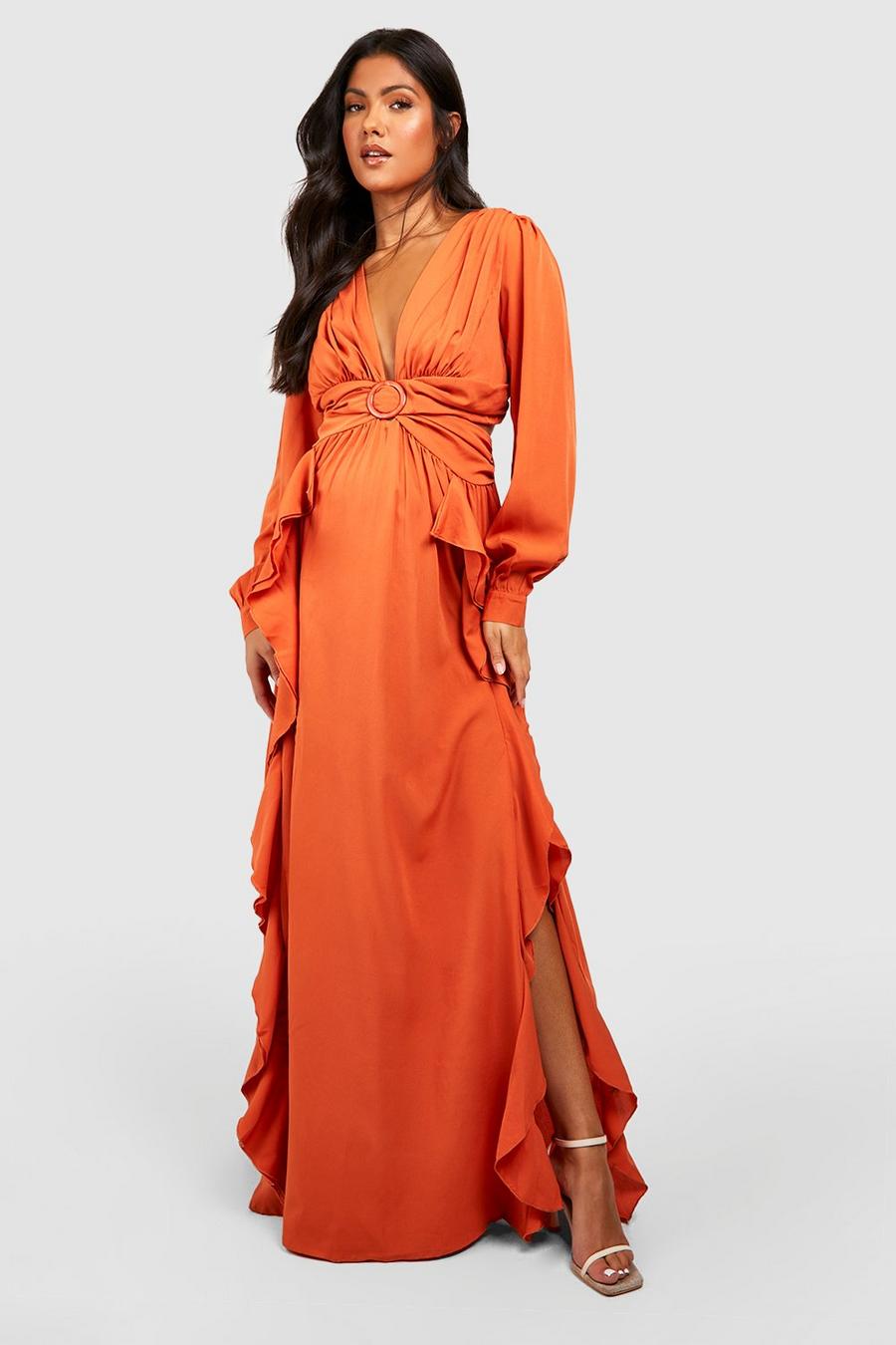 Terracotta orange Maternity Cut Out Maxi Dress