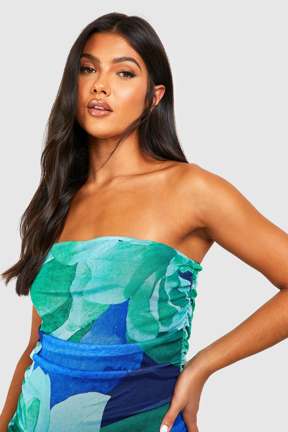 Ruched bandeau hot sale midaxi dress