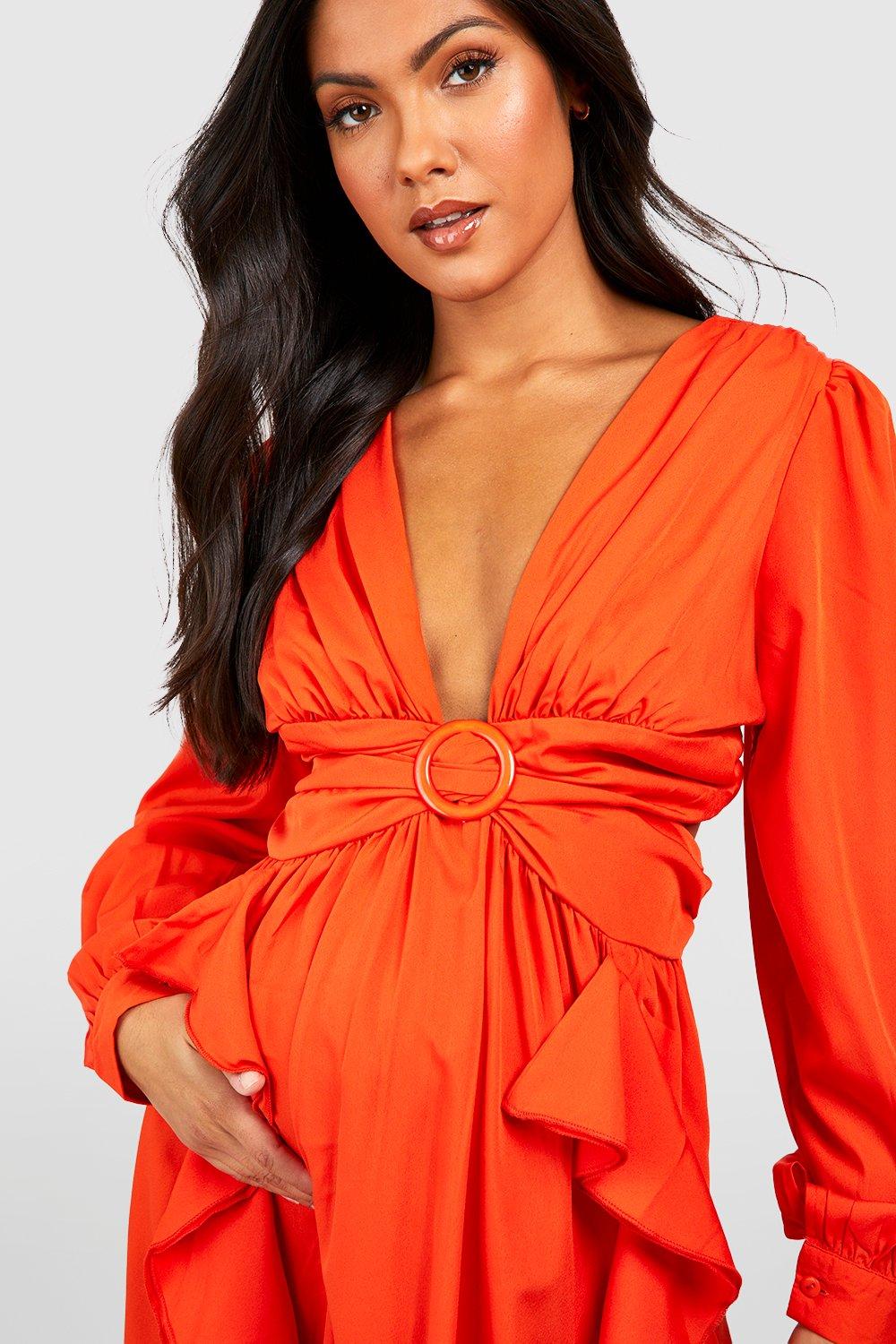 Boohoo maternity midi clearance dress