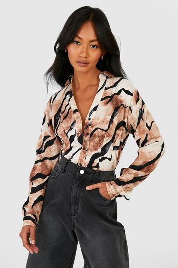 Tiger Pleat Waist Shirt chocolate