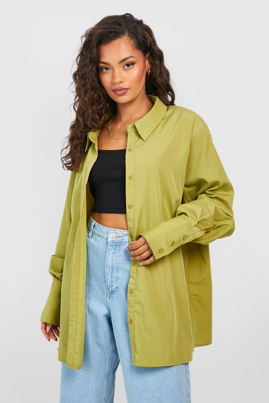 Chartreuse yellow Oversized Deep Cuff Shirt image number 1
