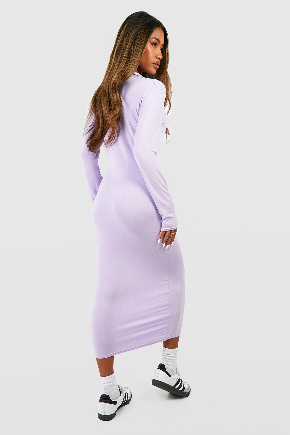 Vestito midi a maniche lunghe con colletto