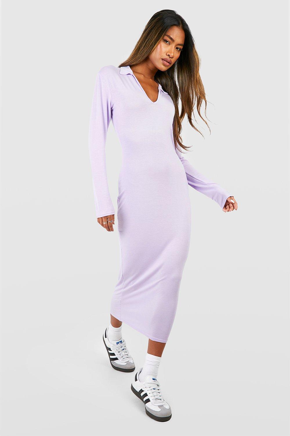 Boohoo long clearance sleeve midi dress