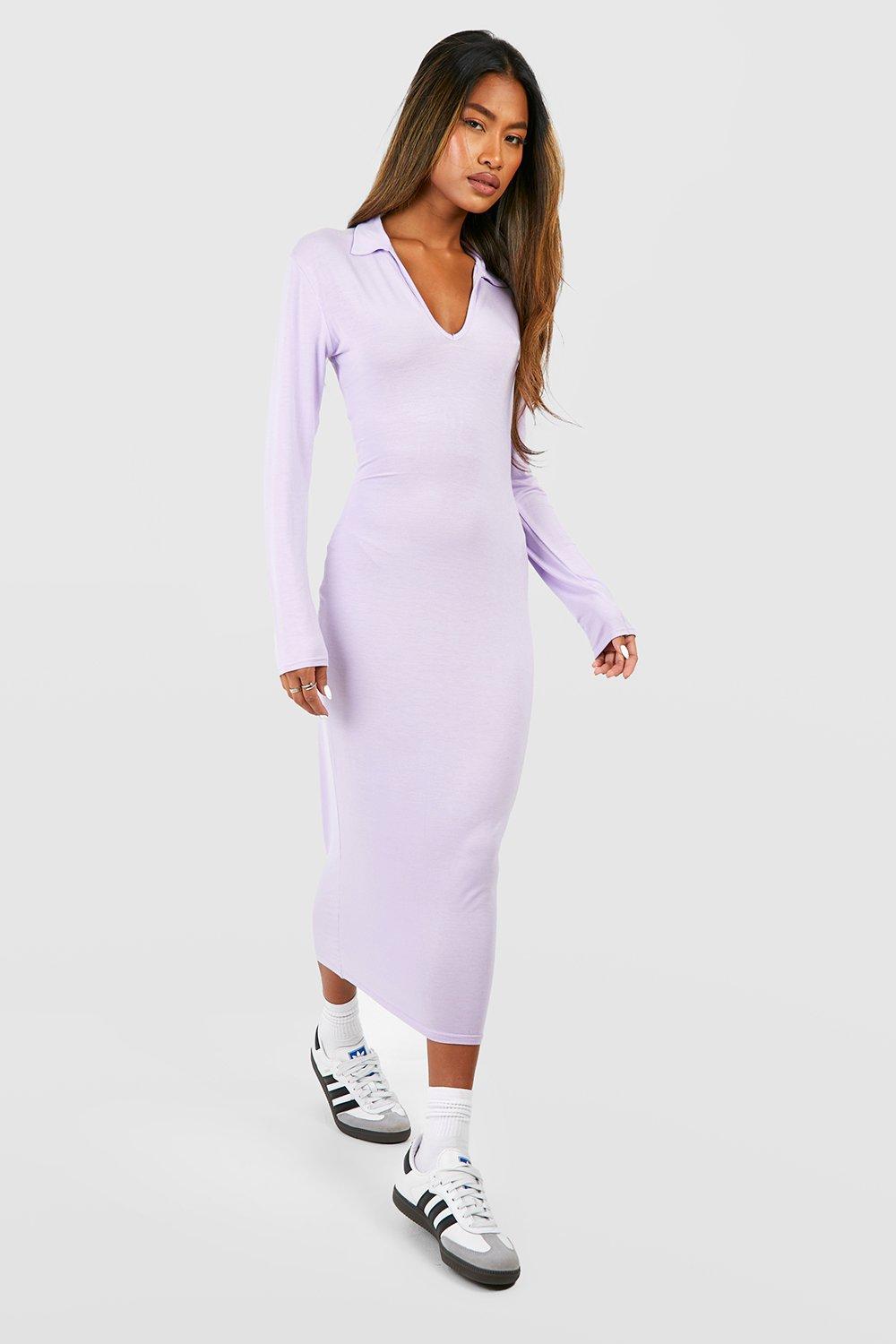 Collared Long Sleeve Midi Dress boohoo IE