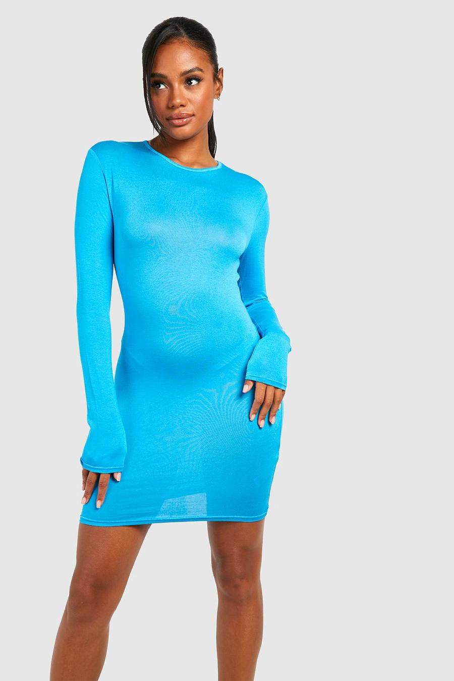 Blue Long Sleeve Bodycon Dress