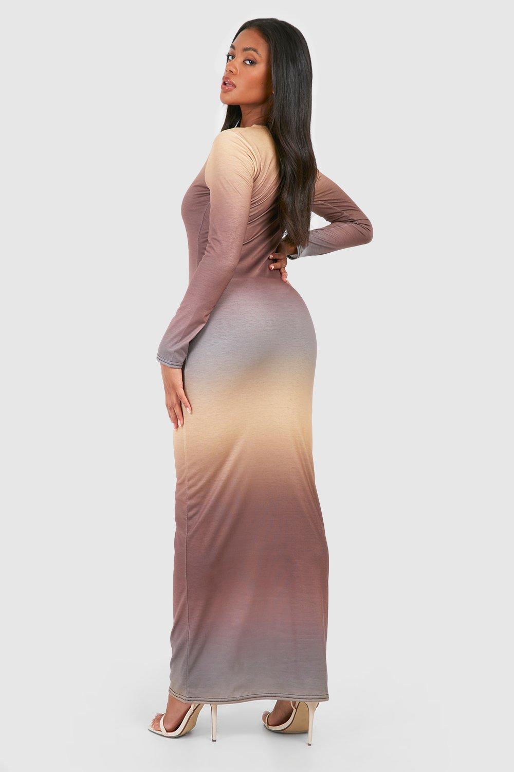 boohoo Ombre Long Sleeve Maxi Dress - Multi - Size 8