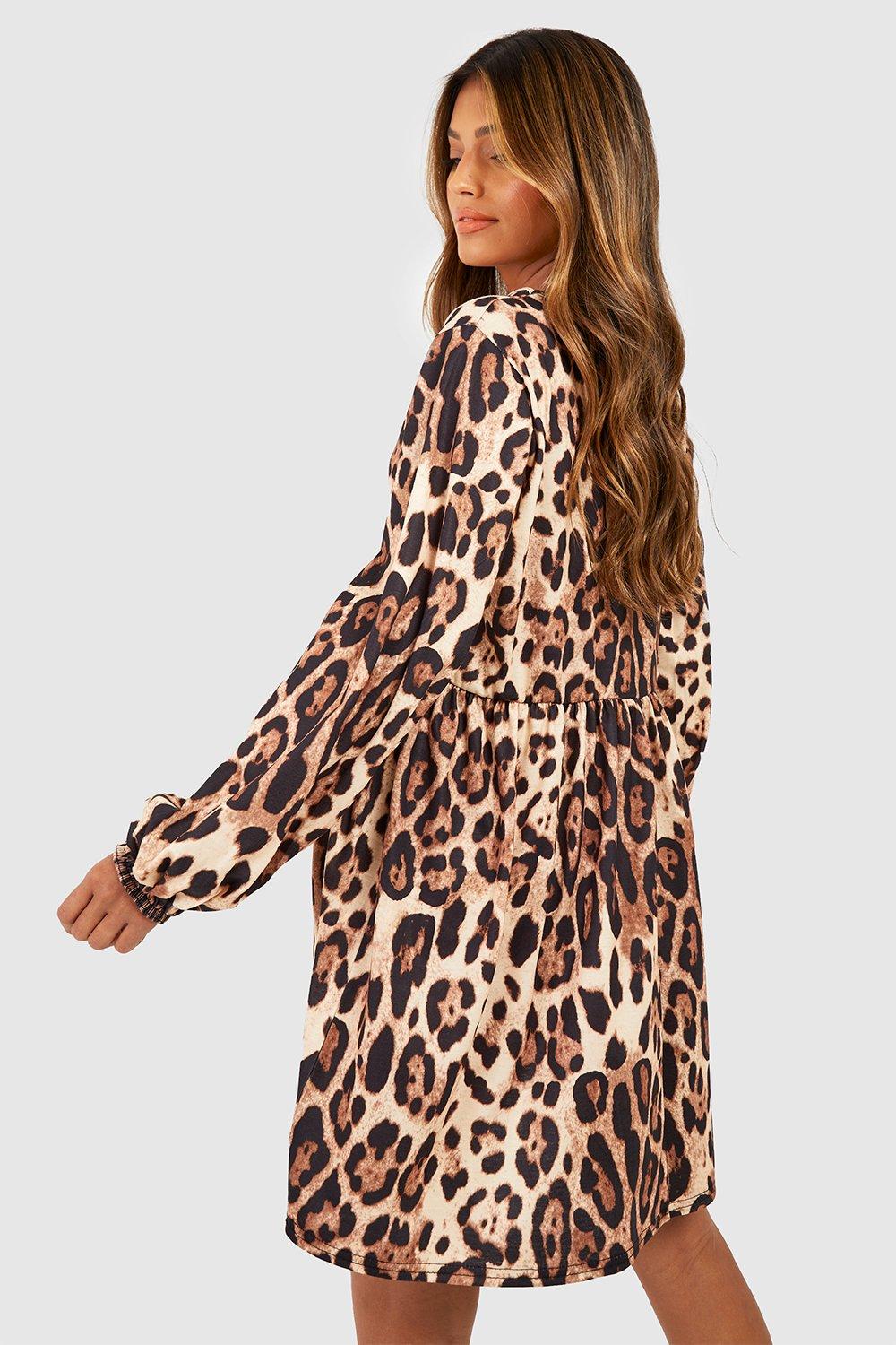 Leopard print clearance shirt dress boohoo