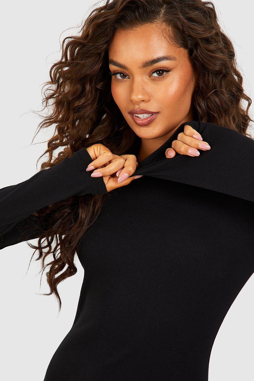 Basic Crew Neck Long Sleeve Mini Dress boohoo UK