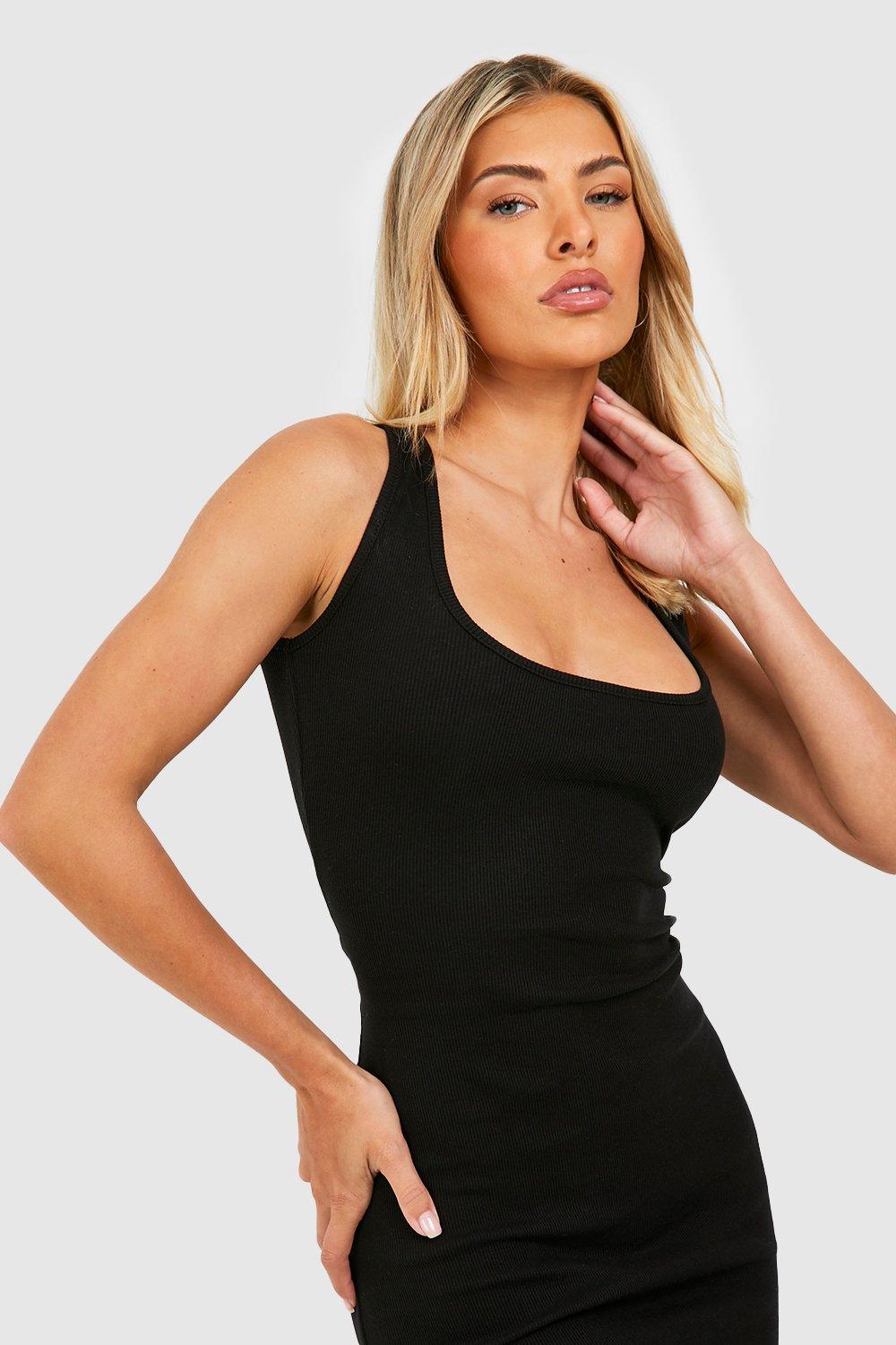 Bodycon Kleid mit breiten Tragern und geradem Ausschnitt