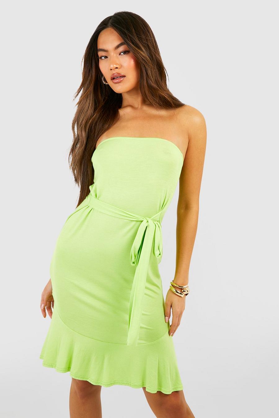 Lime Kort bandeau-klänning med knytdetalj image number 1