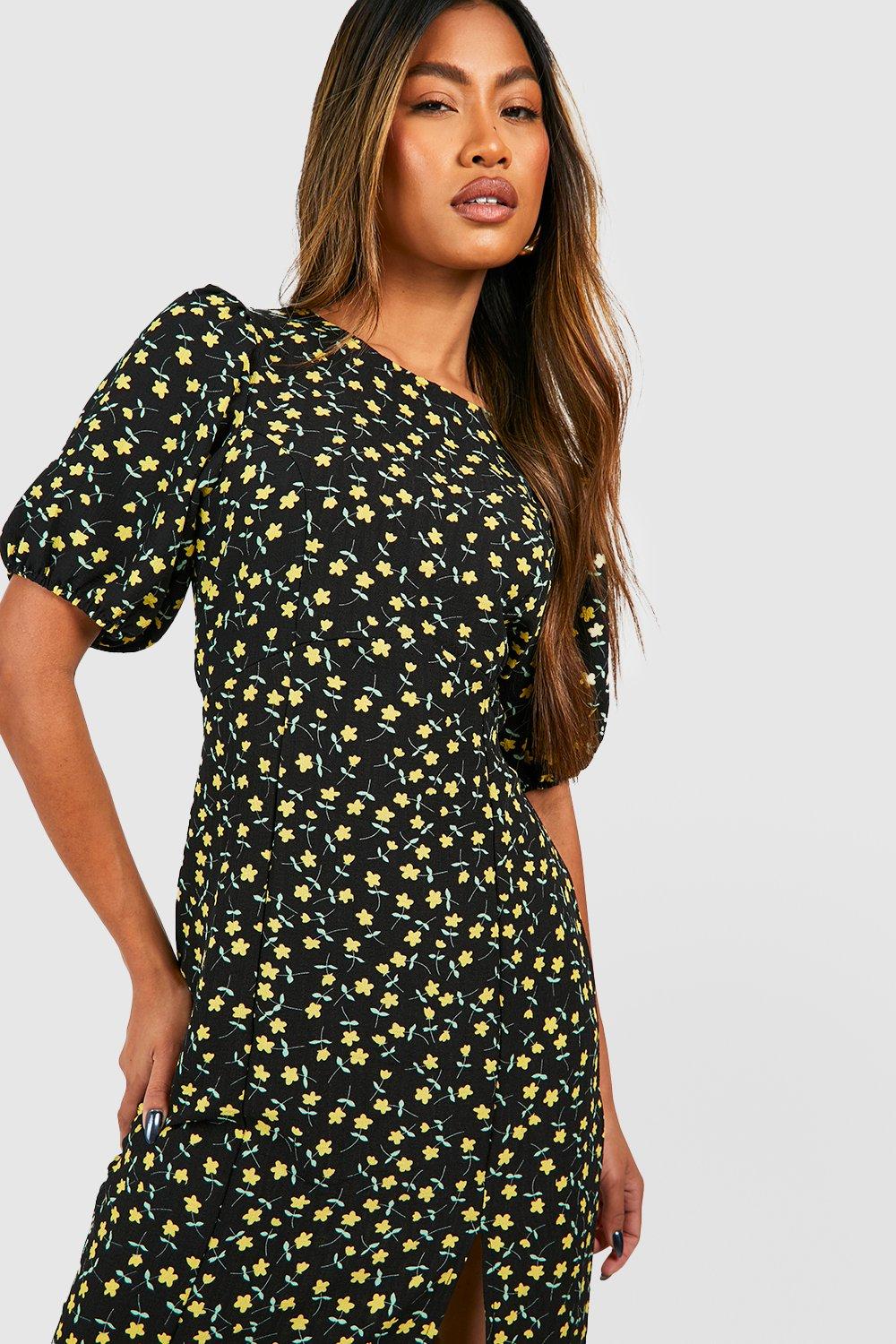 Boohoo black floral dress best sale