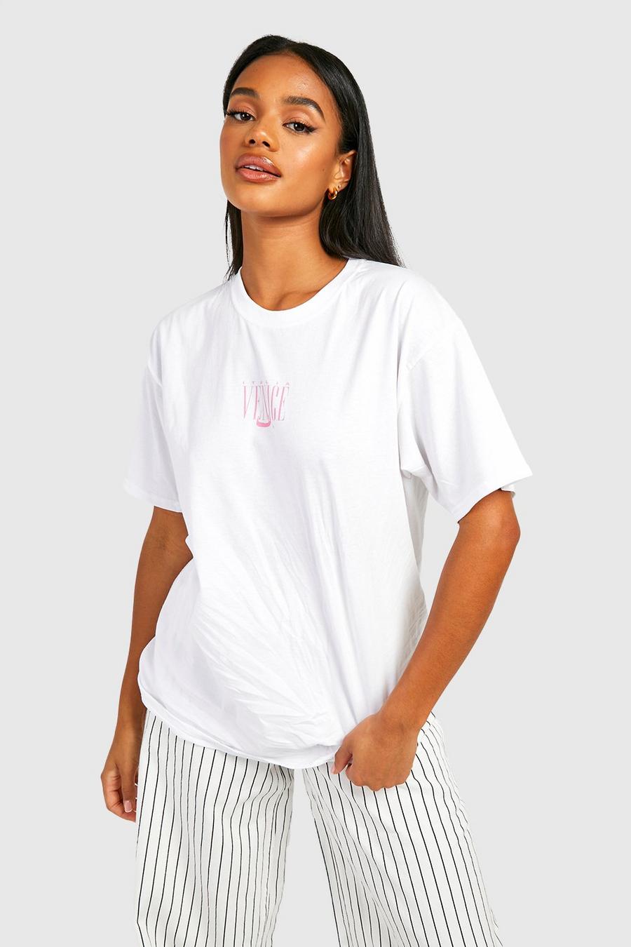 White Venice Pocket Printed Oversized T-shirt 